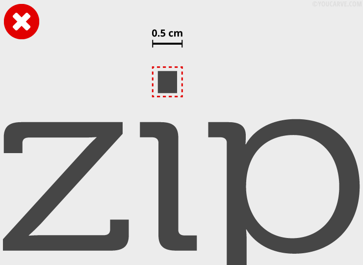Contraintes techniques des pièces indépendantes les plus petites pour la préparation de fichier vectoriel dans les matériaux découpés au laser : érable, noyer et chêne massif ép. 5mm, PMMA (plexi) ép. 3, 5 et 10 mm.