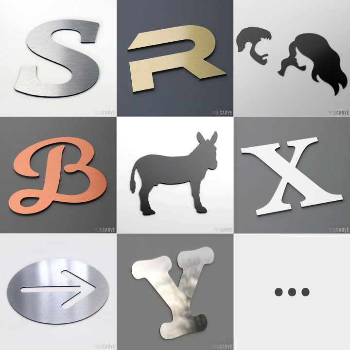 Mosaïque de photos de lettres et formes en alu-dibond